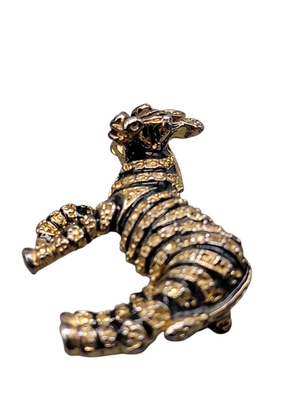 Designer Zebra Brooch Gold Tone Black Enamel Strips Vintage Safari Animal Pin - Picture 4 of 7